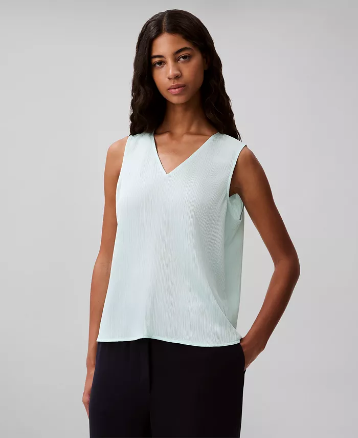 

Женский текстурированный плиссированный топ с V-образным вырезом Calvin Klein, мультиколор