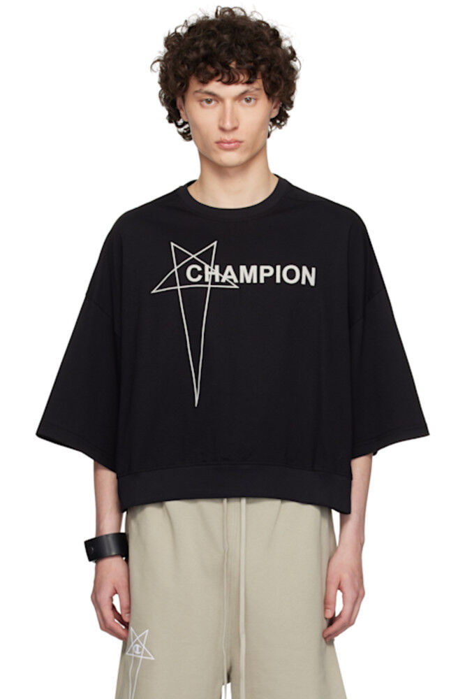 

Черная укороченная футболка Champion Edition Tommy Rick Owens