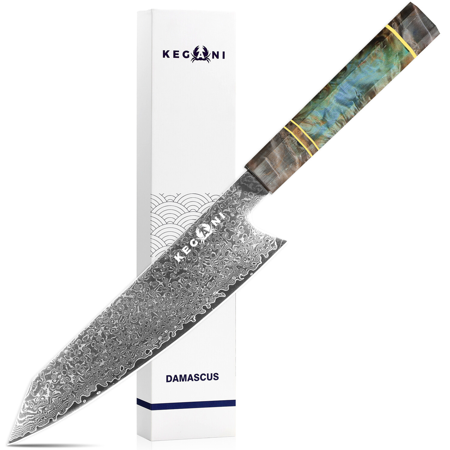

Нож Kegani 8 дюймов Kiritsuke - японский нож шеф-повара - дамасский 67-слойный кухонный нож из нержавеющей стали VG10, профессиональный нож шеф-повара для резки мяса и овощей