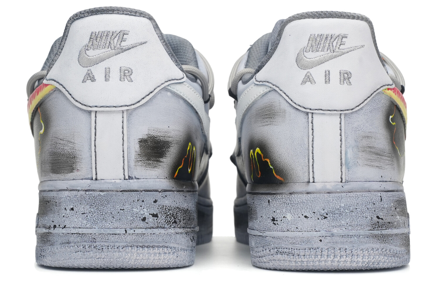 

Кроссовки Nike Air Force 1 Skateboarding Shoes Women's Low-top Grey/Black/Red/Yellow, светло-серый
