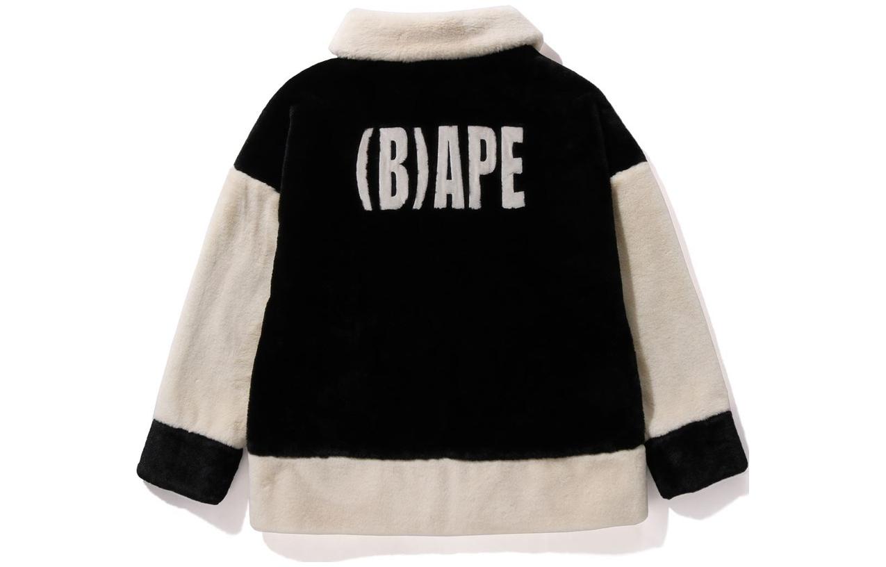 Bape BApe Искусственная меховая куртка A BATHING APE, черно-белая — фото 3