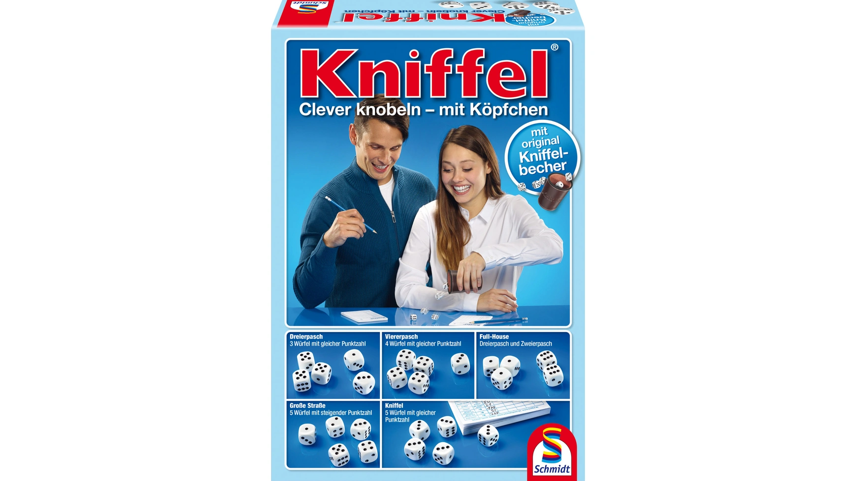 

Семейные игры Schmidt Spiele Kniffel с кожаной чашкой для игры в кости 49030