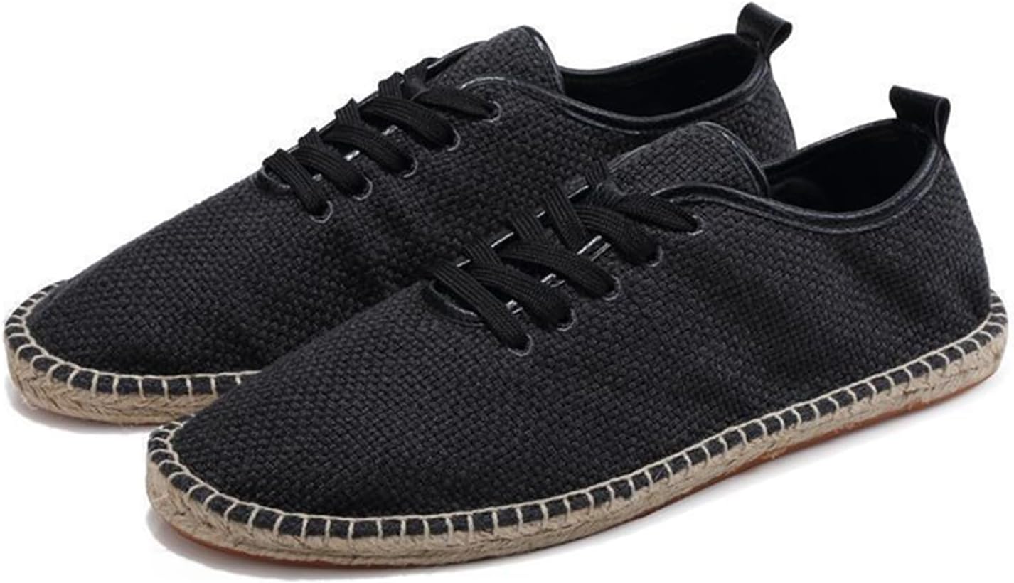 

Мужские эспадрильи на шнуровке, повседневные, из парусины, без шнуровки, дышащие, для ходьбы Generic, черный