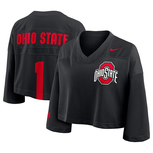 Женская черная футболка Ohio State Buckeyes с сетчатыми вставками Nike
