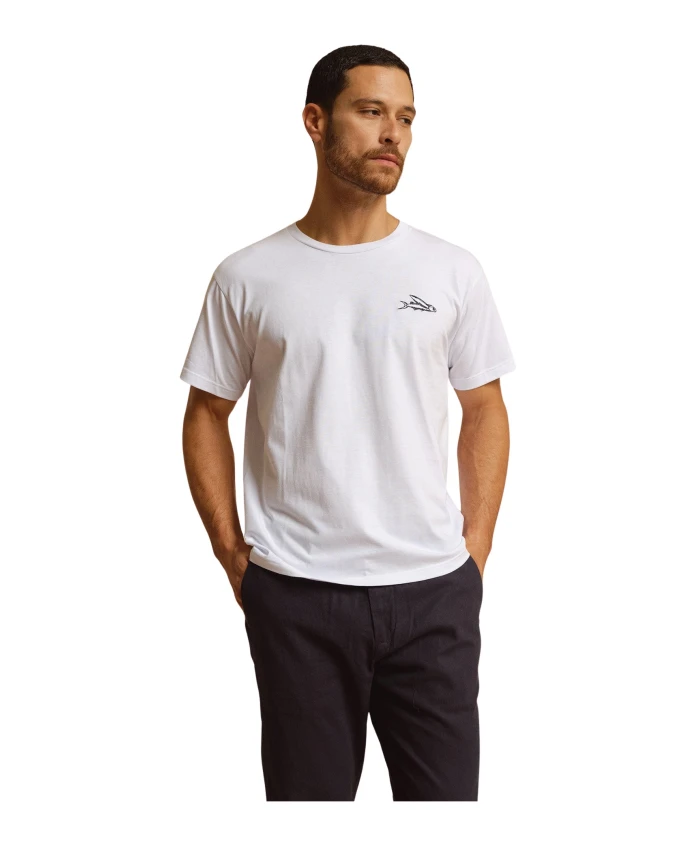 

Белая хлопковая футболка с вышивкой на пляжную тематику Peninsula, белый