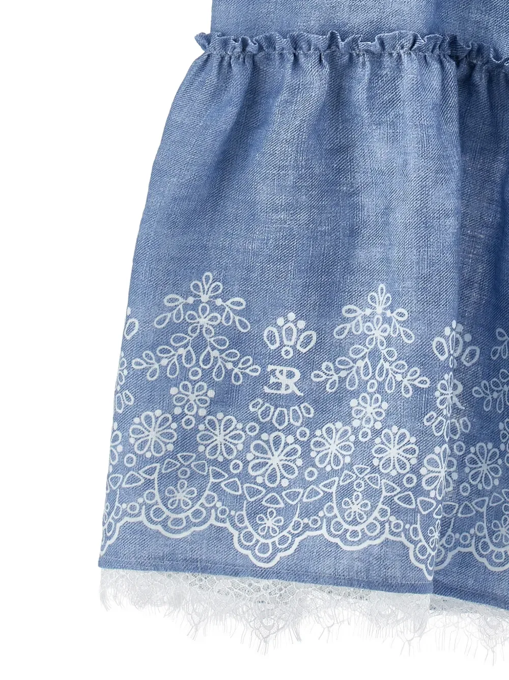 Платье с цветочной вышивкой Ermanno Scervino Junior, синий — фото 3