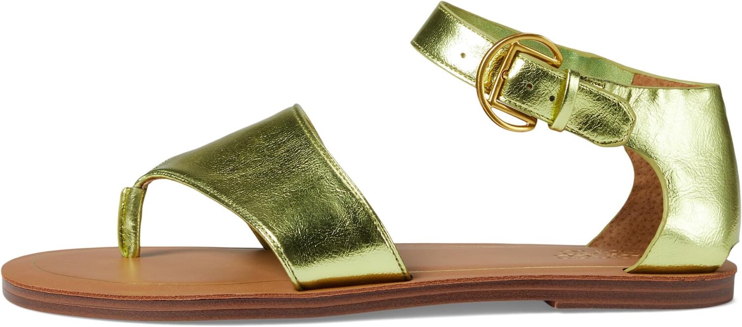 Сандалии Franco Sarto Ruth Ankle Strap Thong Flat Sandals, цвет Kiwi Green Metallic — фото 4