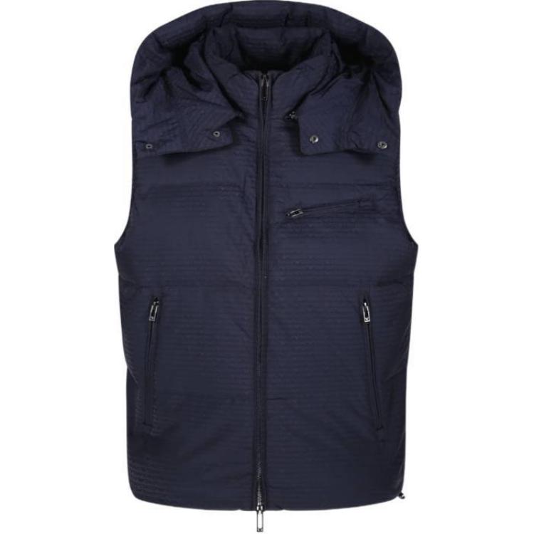 

EMPORIO ARMANI Пуховая жилетка с жаккардовым логотипом по всей поверхности, Blue