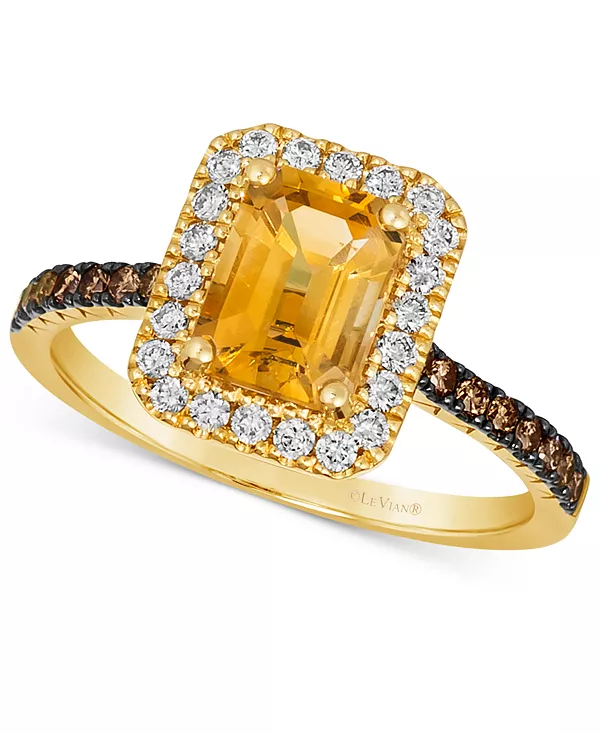 

Кольцо-Ореол с топазом глубокого синего цвета (1-5/8 карата tw) и бриллиантами (3/8 карата tw) из 14-каратного розового золота (также с аметистом и цитрином) Le Vian, citrine