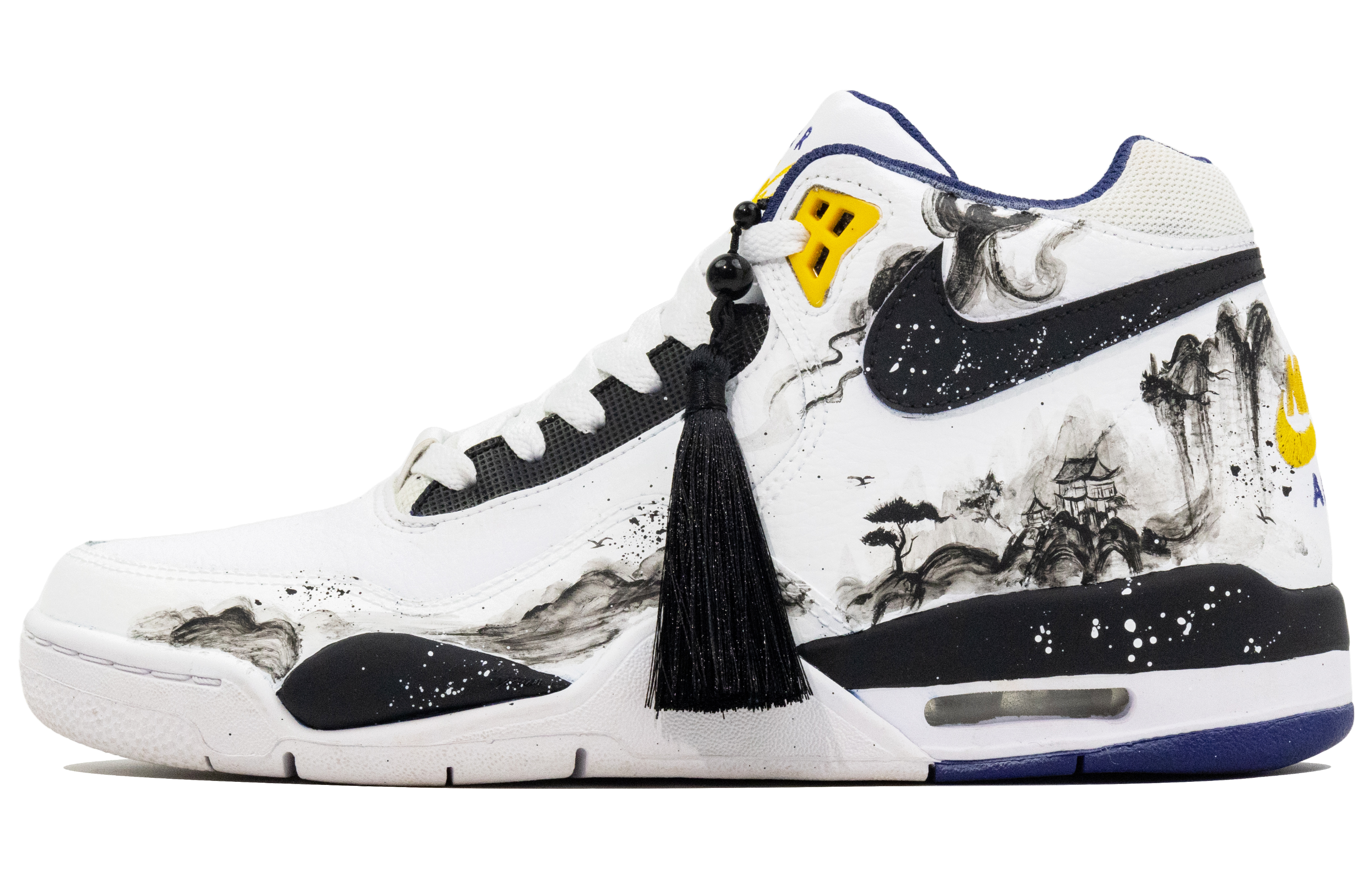

Nike Баскетбольные кроссовки Flight Legacy Misty Rain Jianghu, износостойкие, винтажные, среднего размера, мужские, черно-белые