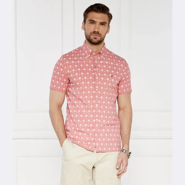 Облегающая рубашка с мини-ладоном Tommy Hilfiger, розовый — фото 2