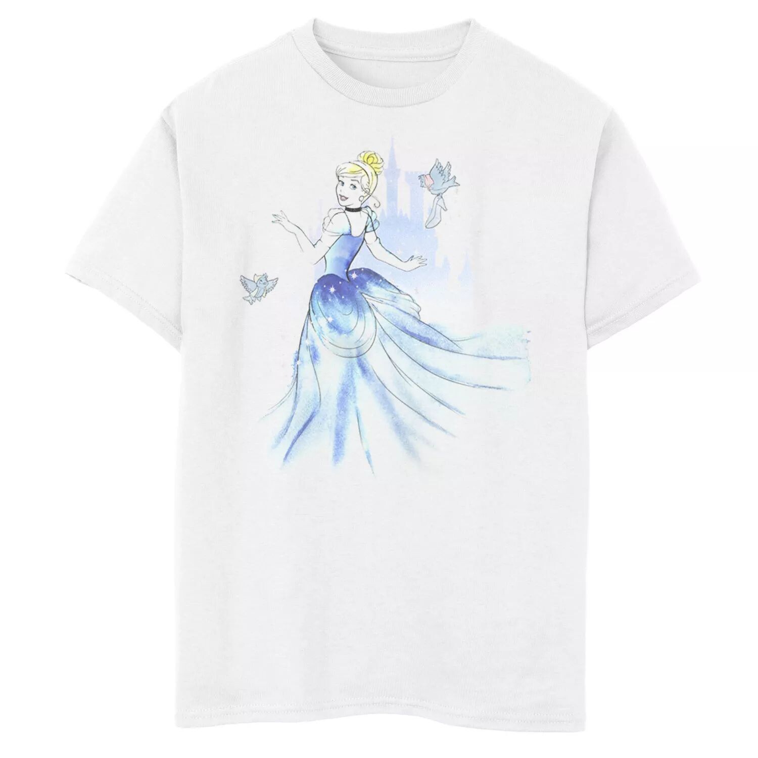 

Футболка Disney's Cinderella для мальчиков 8–20 лет с птицами и замком с акварельным рисунком Disney