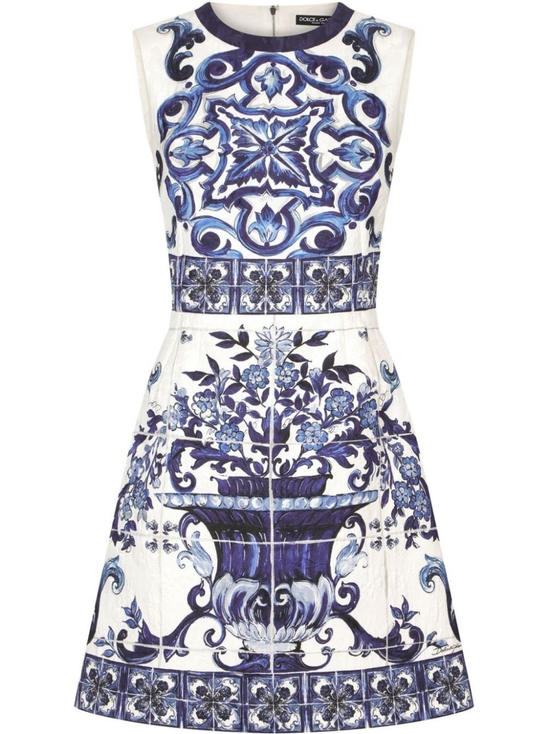 

Платье мини с принтом Majolica Dolce & Gabbana, синий