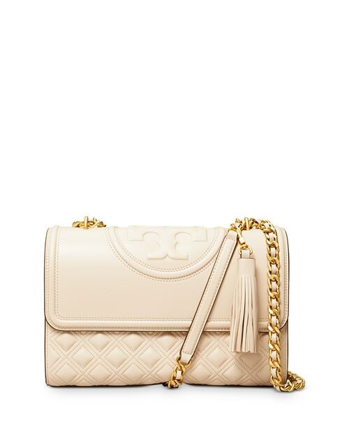

Стеганая кожаная сумка-трансформер Fleming среднего размера на плечо Tory Burch, цвет Ivory/Cream