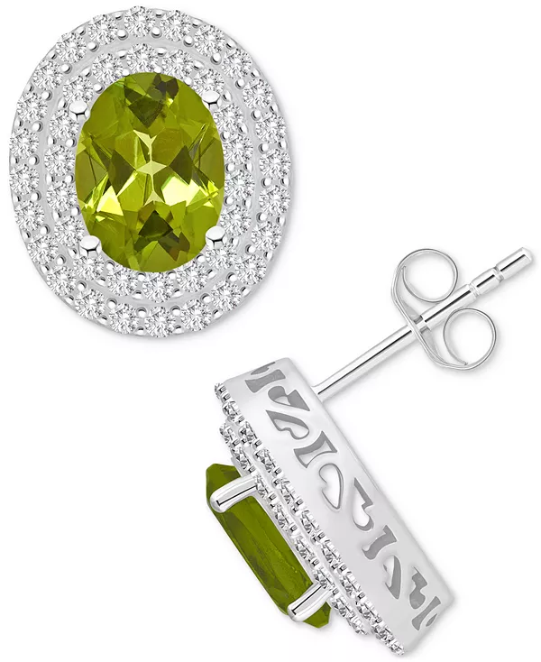 

Овальные серьги-гвоздики с родолитом (3 карата tw) и белым топазом (7/8 карата tw) из стерлингового серебра (также с цитрином, голубым топазом, перидотом и аметистом) Macy'S, peridot