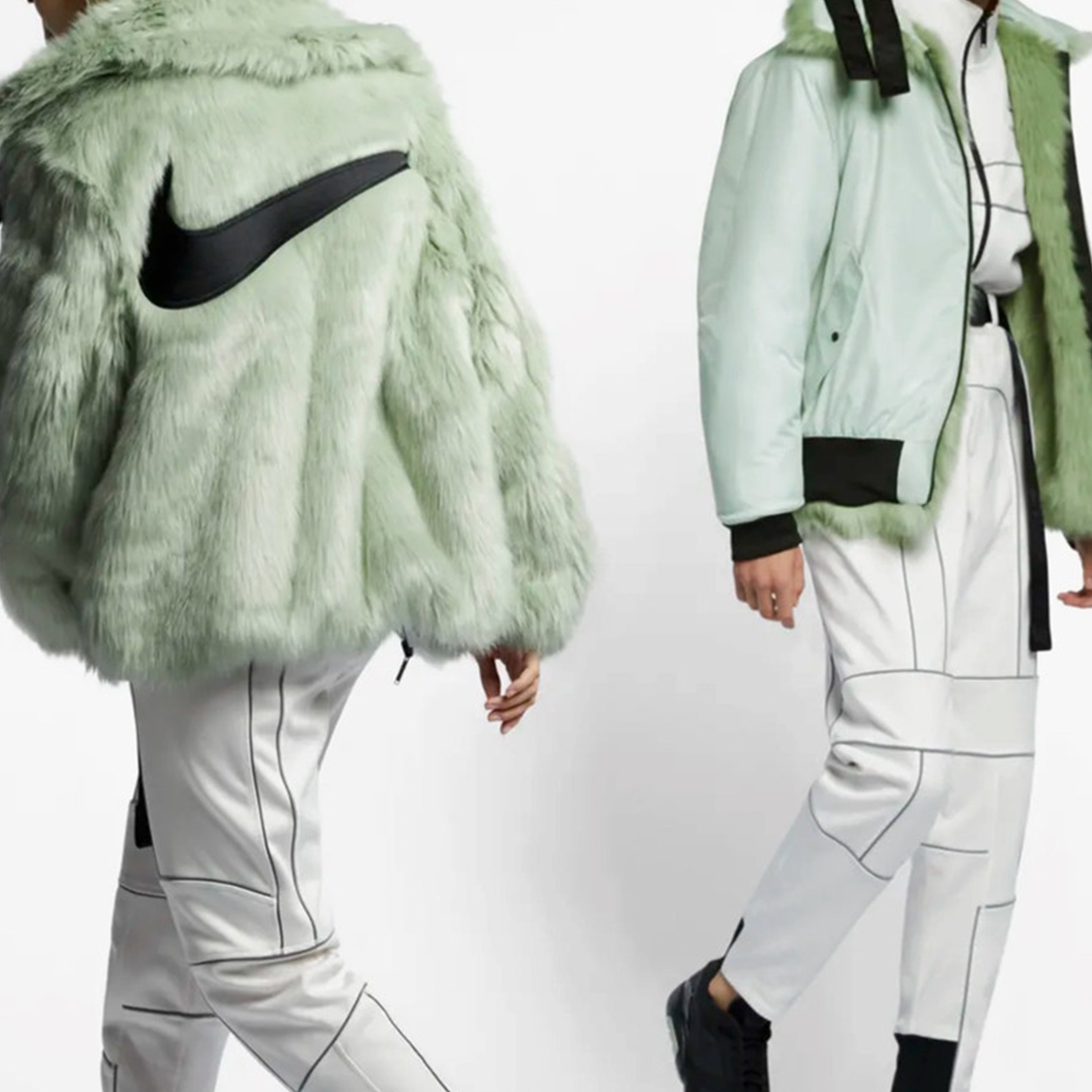 Куртка двусторонняя Nike x Ambush Faux Fur Nrg Ca fur Couple Style Unisex, зеленый — фото 4
