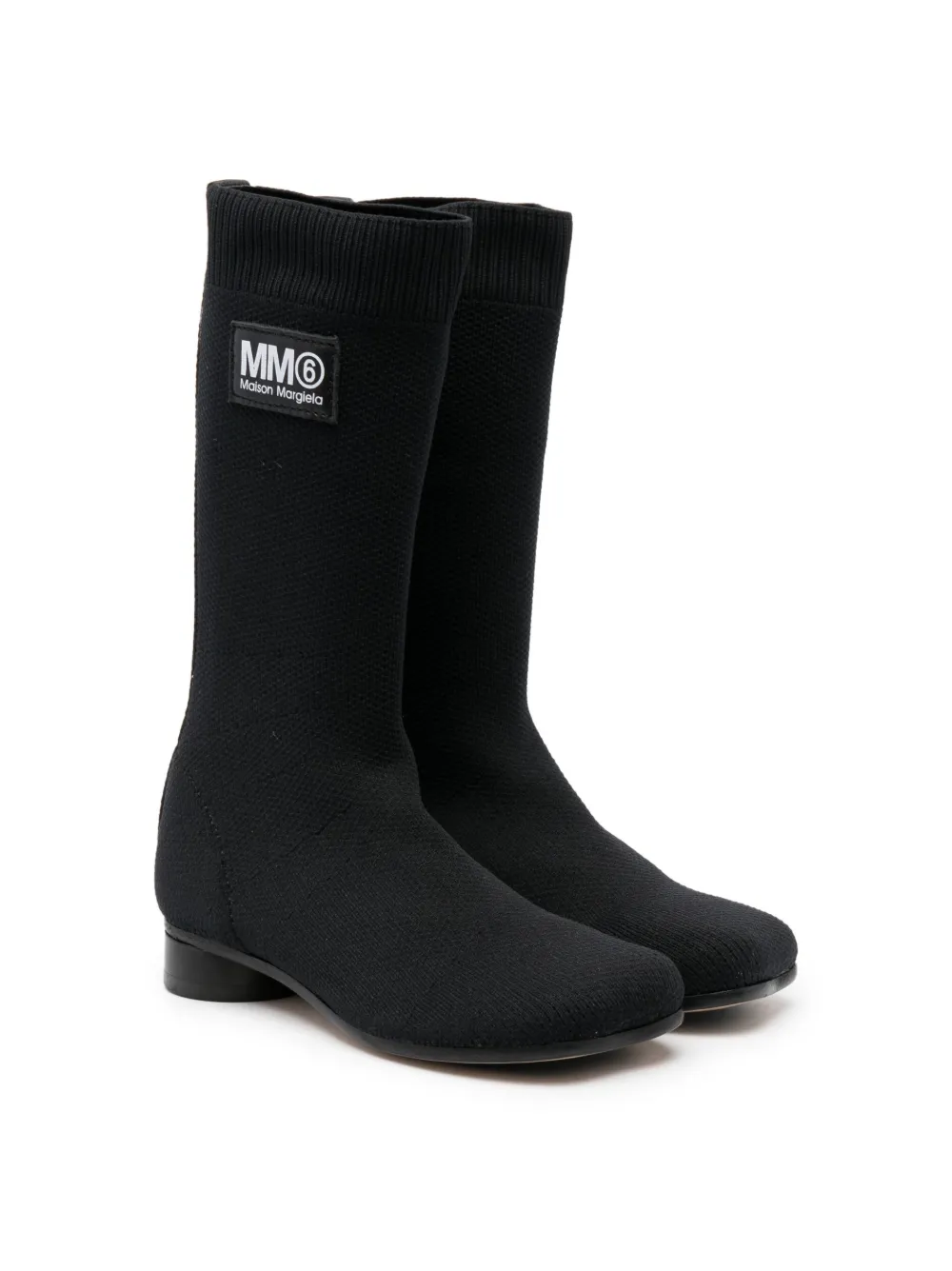 

Сапоги с нашивкой-логотипом MM6 Maison Margiela Kids, черный