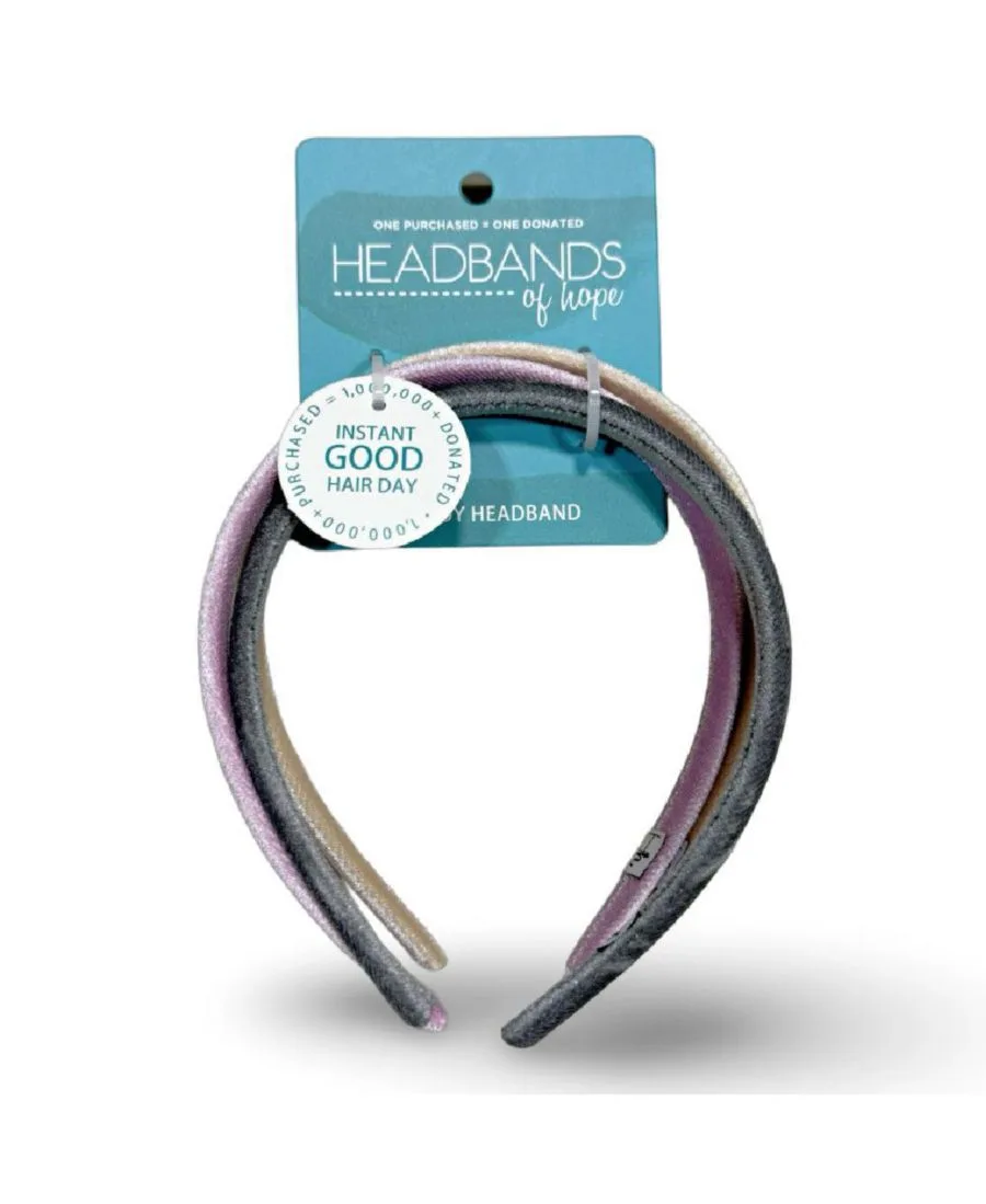 Headbands of Hope Классический набор тонких мягких повязок на голову - бежевый + фиолетовый + серый — фото 2