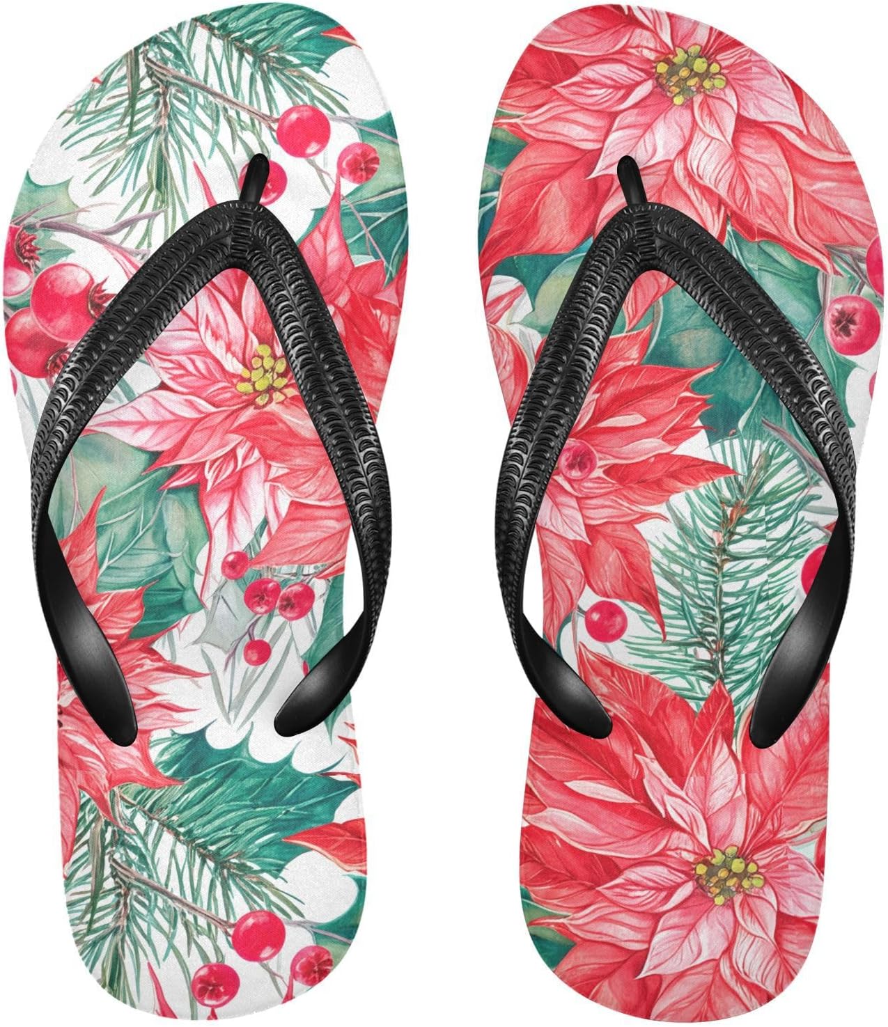 

Вьетнамки Poinsettia Berry с еловыми узорами, белые, для пляжа и душа, резиновые, нескользящие, летние тапочки для мужчин, для прогулок Sinestour