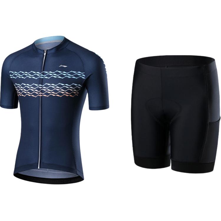 

Мужская велосипедная одежда с коротким рукавом, дышащая, легкая, с высокой упругостью LINING, синий