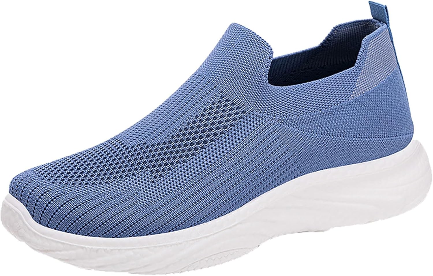 

Мужские слипоны для ходьбы, дышащие вязаные повседневные кроссовки для дома и улицы, для бега, тенниса, спортивных тренировок в зале, нескользящие тренировочные кроссовки Generic, синий