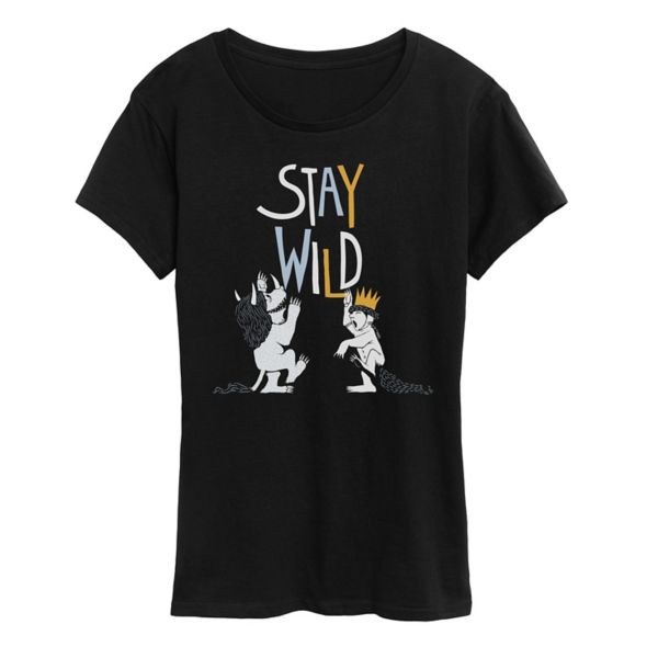

Женская футболка Where The Wild Things Are с принтом "Оставайся дикой" Licensed Character, черный