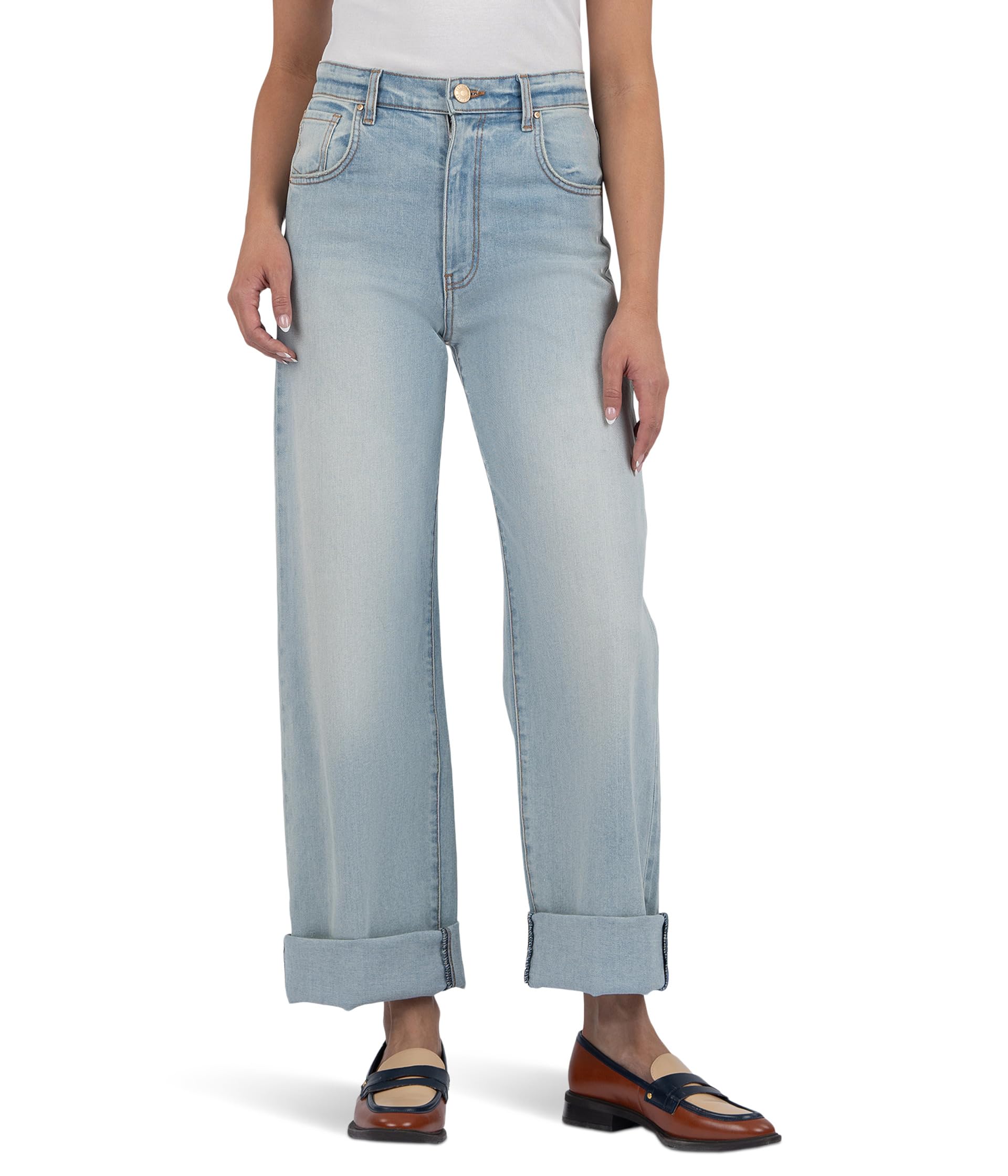 

Джинсы KUT from the Kloth Gwen High-Rise Wide Leg Roll-Up 5 Pockets, Meaning