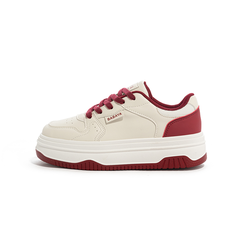 

Непромокаемые и дышащие низкие детские кроссовки для скейтбординга beige burgundy Babaya, бежевый