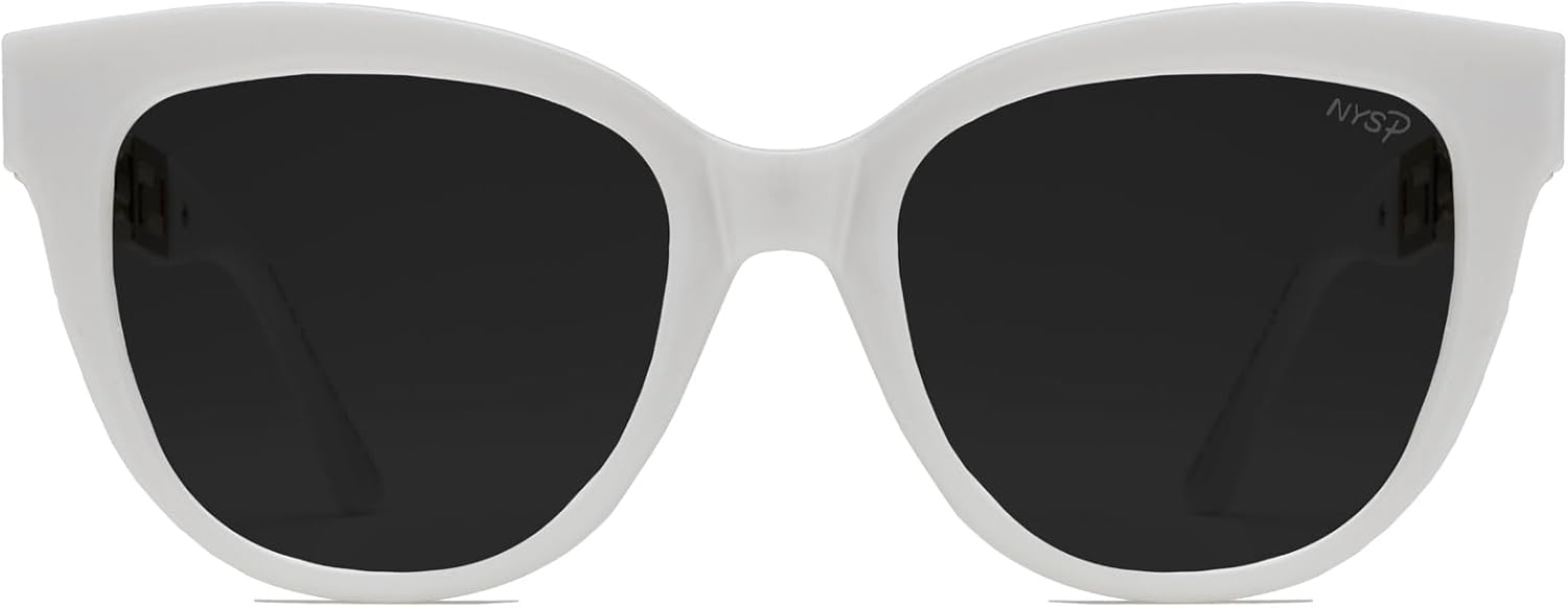 

Женские солнцезащитные очки NYS Collection Premium Polarized Vintage Cat Eye с поляризованным покрытием - стильный ретро-дизайн, 100% защита от УФ-излучения, White Frame-smoke Lens