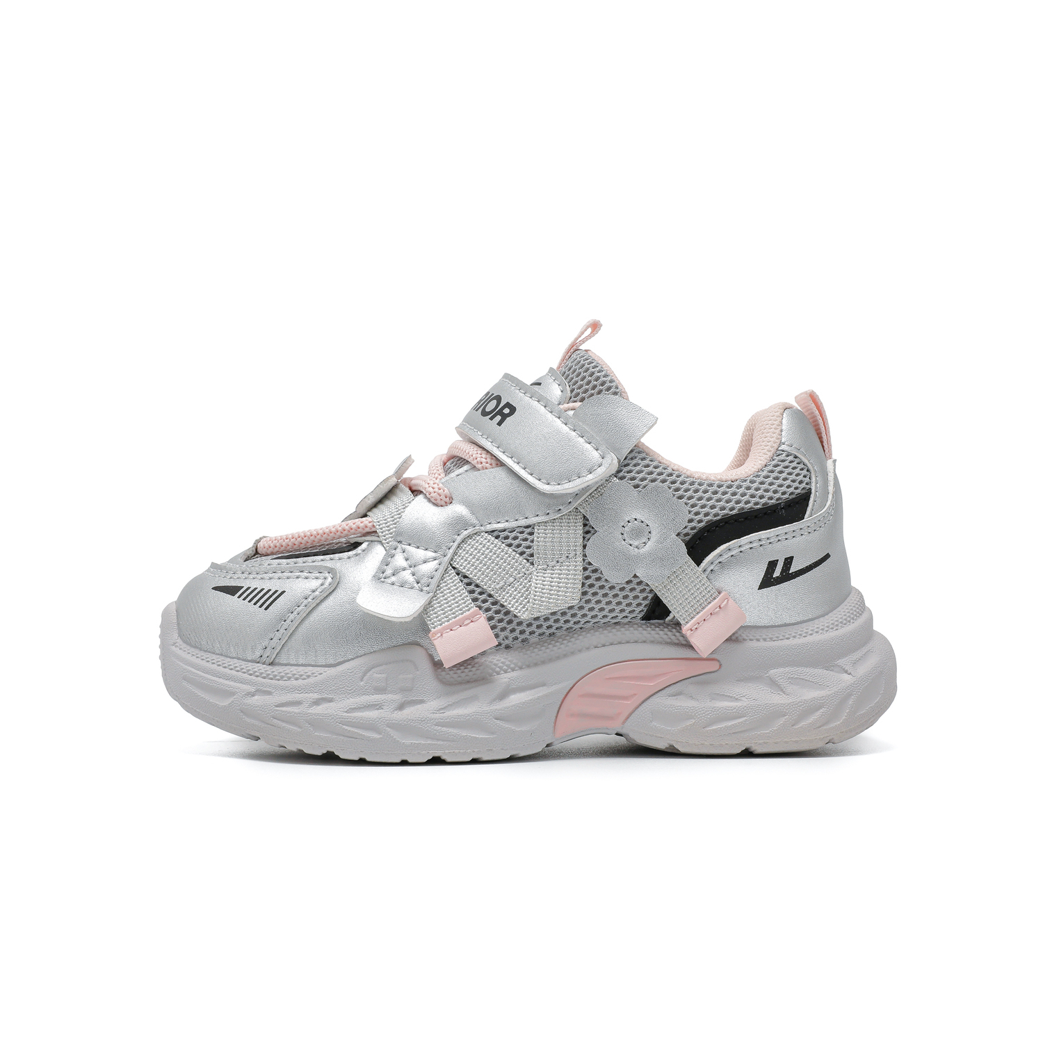 

Детские спортивные кроссовки Mesh Slip Resistant Cushioning Abrasion Resistant Breathable Low top WARRIOR, серебро серый/розовый