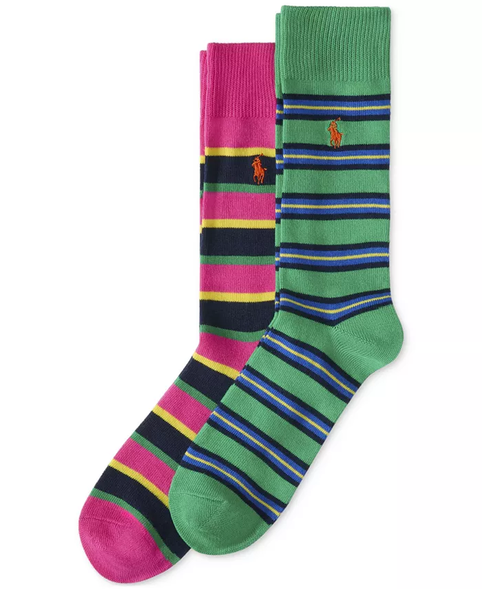 

Мужские носки для брюк Bright Repp Stripe, 2 пары Polo Ralph Lauren, зеленый