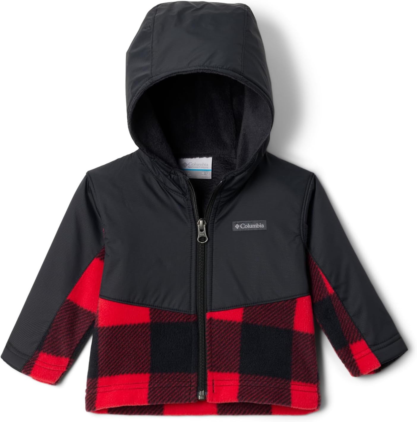 Columbia детская толстовка Steens Mt Overlay Hoodie, Mountain Red Check, Black — фото 4