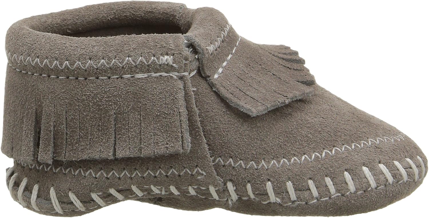 Детские пинетки Minnesota для девочек Riley Moccasin - 1166 Minnetonka, Grey — фото 3