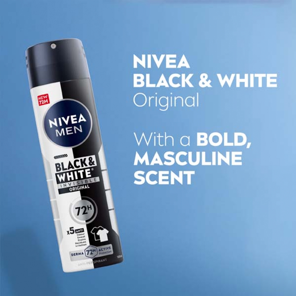 Невидимый черно-белый спрей-антиперспирант для мужчин Nivea, 150 мл — фото 4