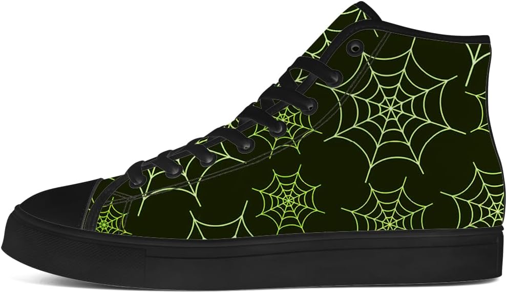Кеды на высокой платформе chebing Spider Web из холщовой ткани для мужчин и женщин, высокие кроссовки на шнуровке, повседневная обувь, подарок для парня или девушки, черный/зеленый — фото 3