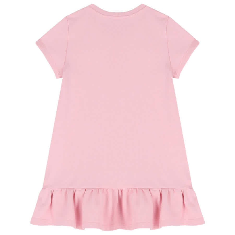 Молодежное платье Versace Kids с логотипом из хлопка Young Versace, розовый/белый/голубой — фото 2