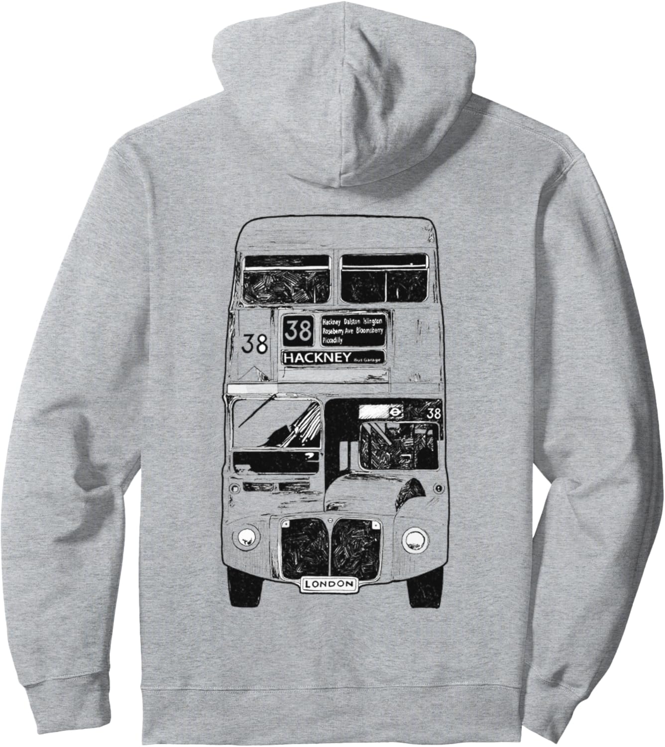 

Худи с изображением автобуса № 38 London Calling, Хакни, винтажная британская транспортная икона Urban Attitude, серый
