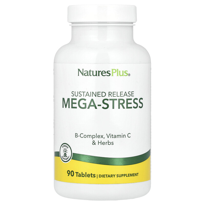 

NaturesPlus, Мега-стресс с замедленным высвобождением, 90 таблеток