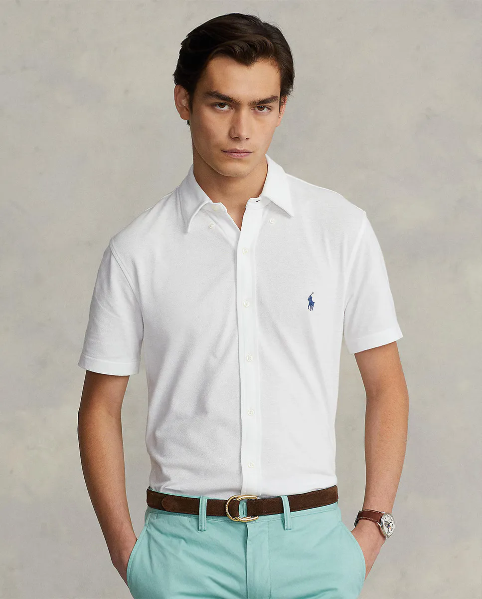 

Сверхлегкая мужская рубашка из пике стандартного кроя Polo Ralph Lauren, белый