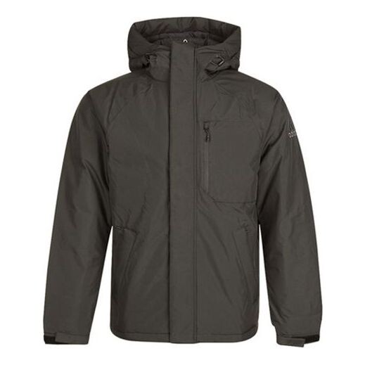 

Пуховик adidas Windproof Stay Warm hooded Outdoor Solid Color Sports Down Jacket Brown, коричневый