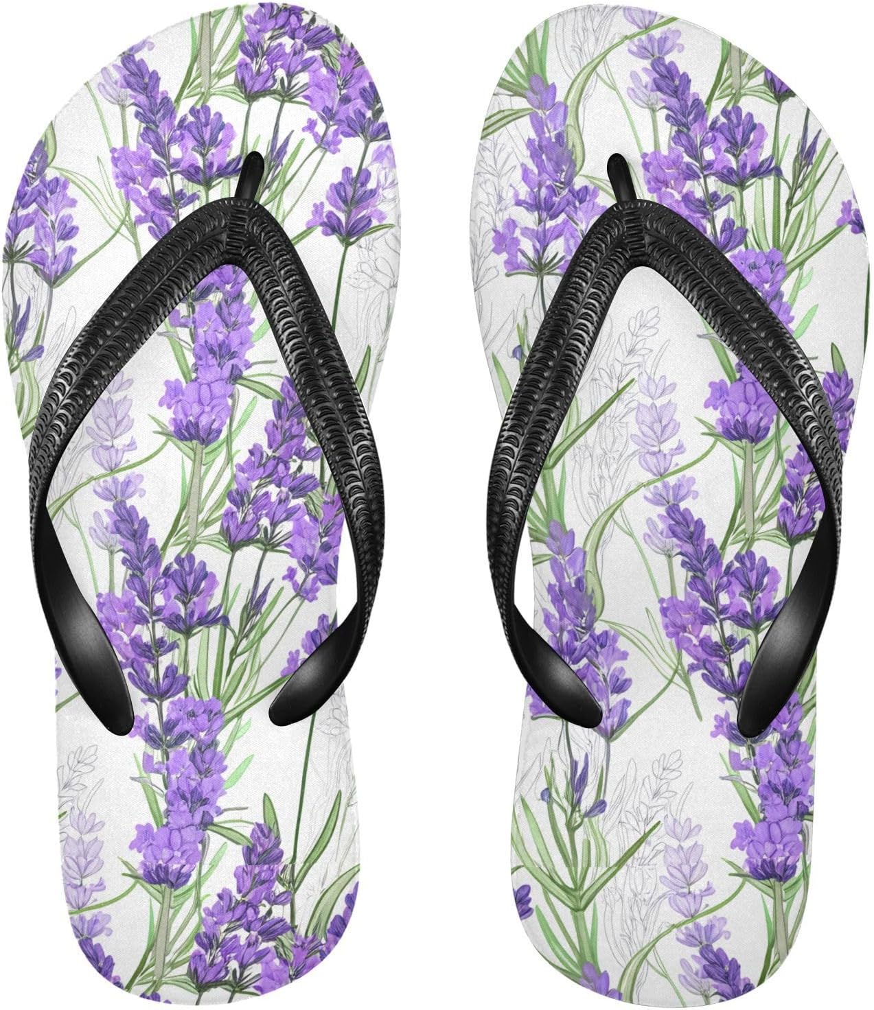

Женские и мужские пляжные шлепанцы с белой веточкой лаванды, резиновые нескользящие летние тапочки для душа Sinestour