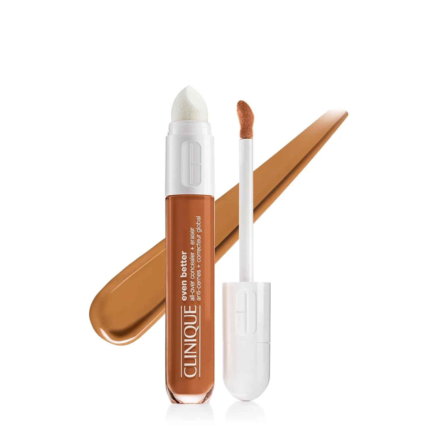 Clinique Even Better All-Over Full Coverage Консилер + Eraser Makeup для темных кругов под глазами | С гиалуроновой кислотой и кофеином | Увлажняющий, осветляющий и снимающий отеки, BB Amber WN 118 - deep, warm-neutral undertones