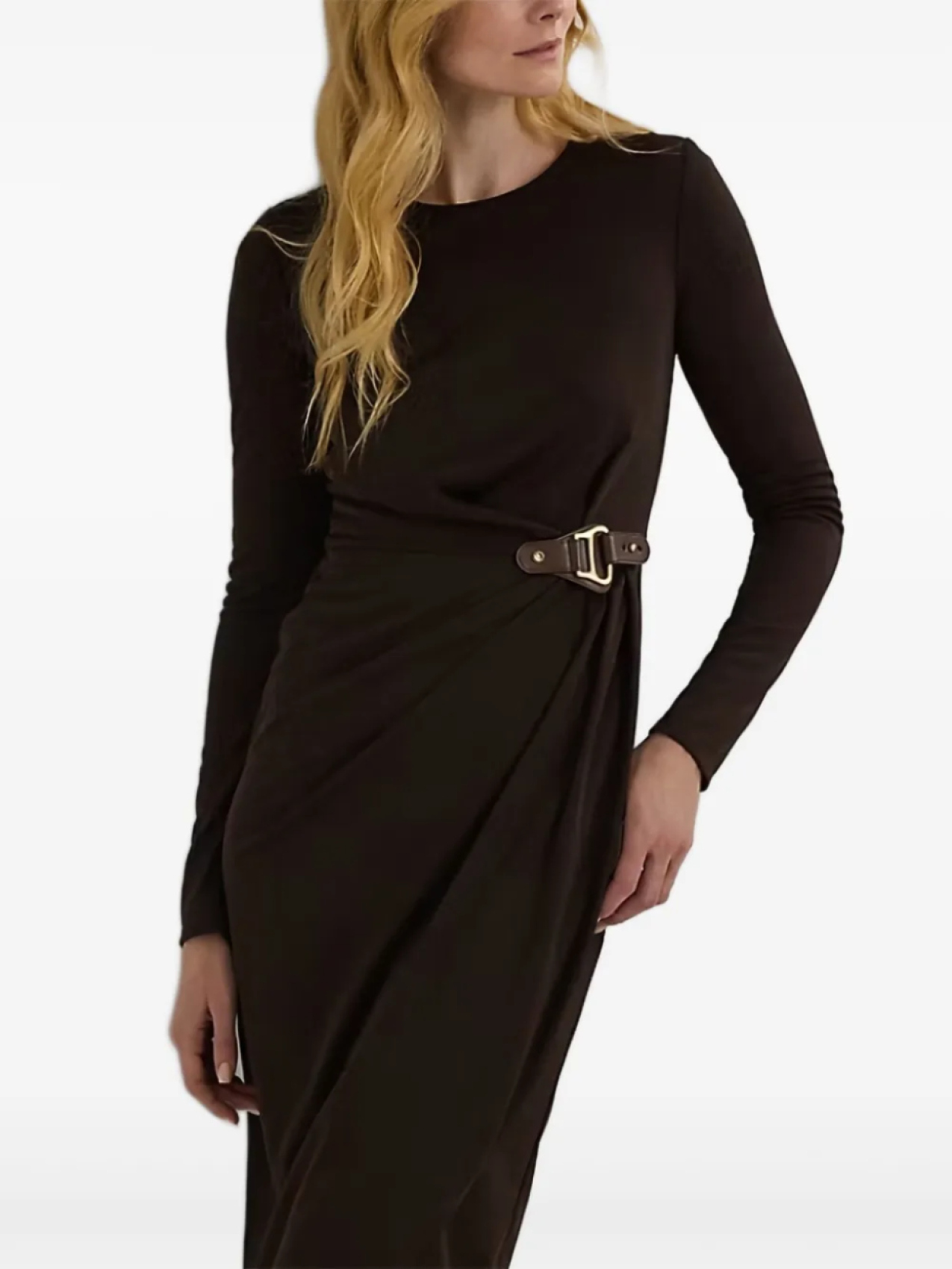 

Lauren Ralph Lauren платье с длинными рукавами и поясом, коричневый