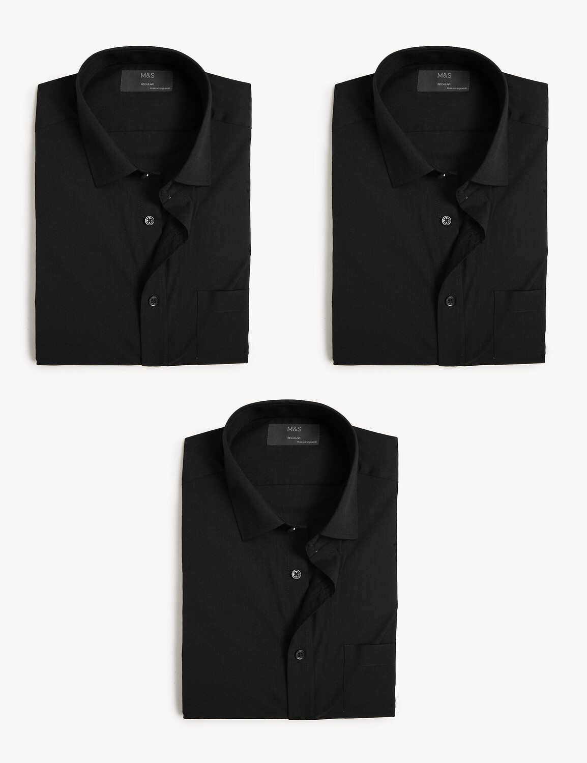 

3 шт. рубашки стандартного кроя с короткими рукавами Marks & Spencer, черный