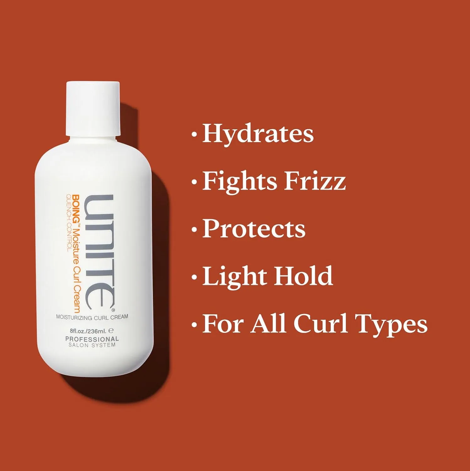 UNITE Hair - BOING Moisture Curl Cream - увлажняющий крем для укладки, смягчающий, определяющий и контролирующий кудри - легкая фиксация и защита от влажности - защита от ультрафиолета и термовоздействия - 236 мл — фото 3