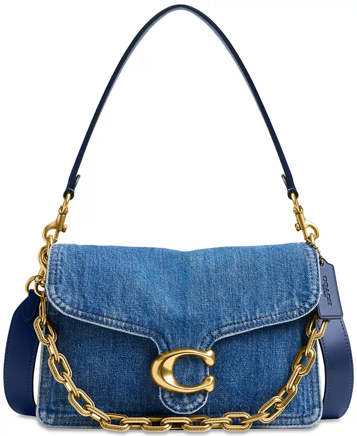 

Сумка через плечо Chain Tabby Small джинсовая COACH, синий