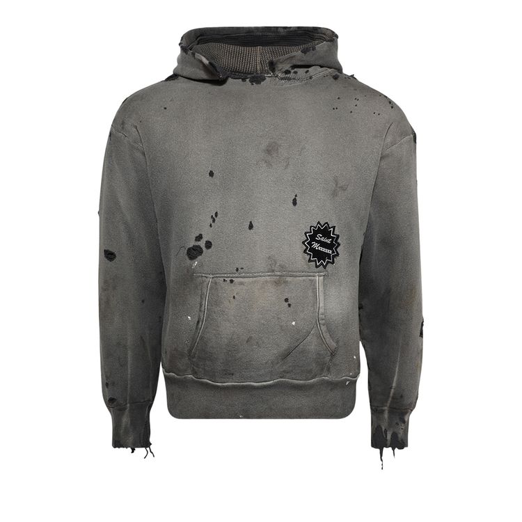 

Худи SAINT Mxxxxxx Distressed Logo Patch Hoodie 'Charcoal', серый