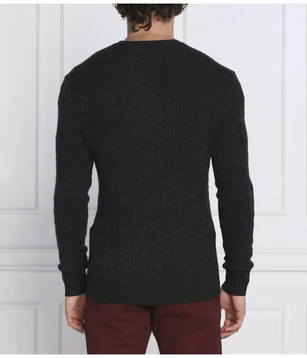 Шерстяной свитер slim fit Polo Ralph Lauren, графитовый — фото 3