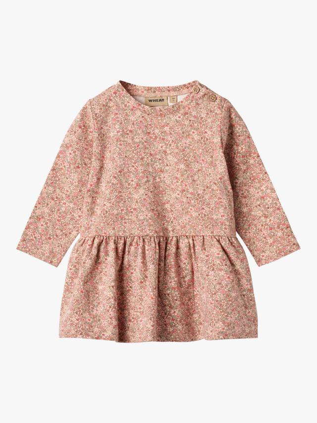

Детское хлопковое платье с длинными рукавами и принтом WHEAT, Rose Dust