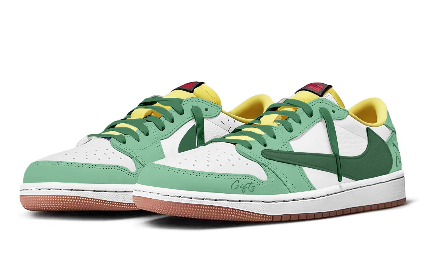 Jordan Travis Scott x Air 1 Emerald Mango Barb 7.0 Low Cushioning Low top Vintage Basketball Shoes Unisex — фото 4